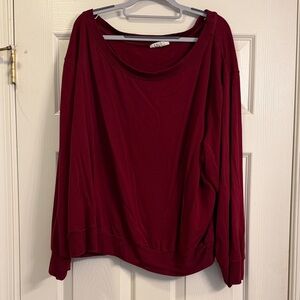 Oversized Off the Shoulder Maroon Women's Sweatshirt